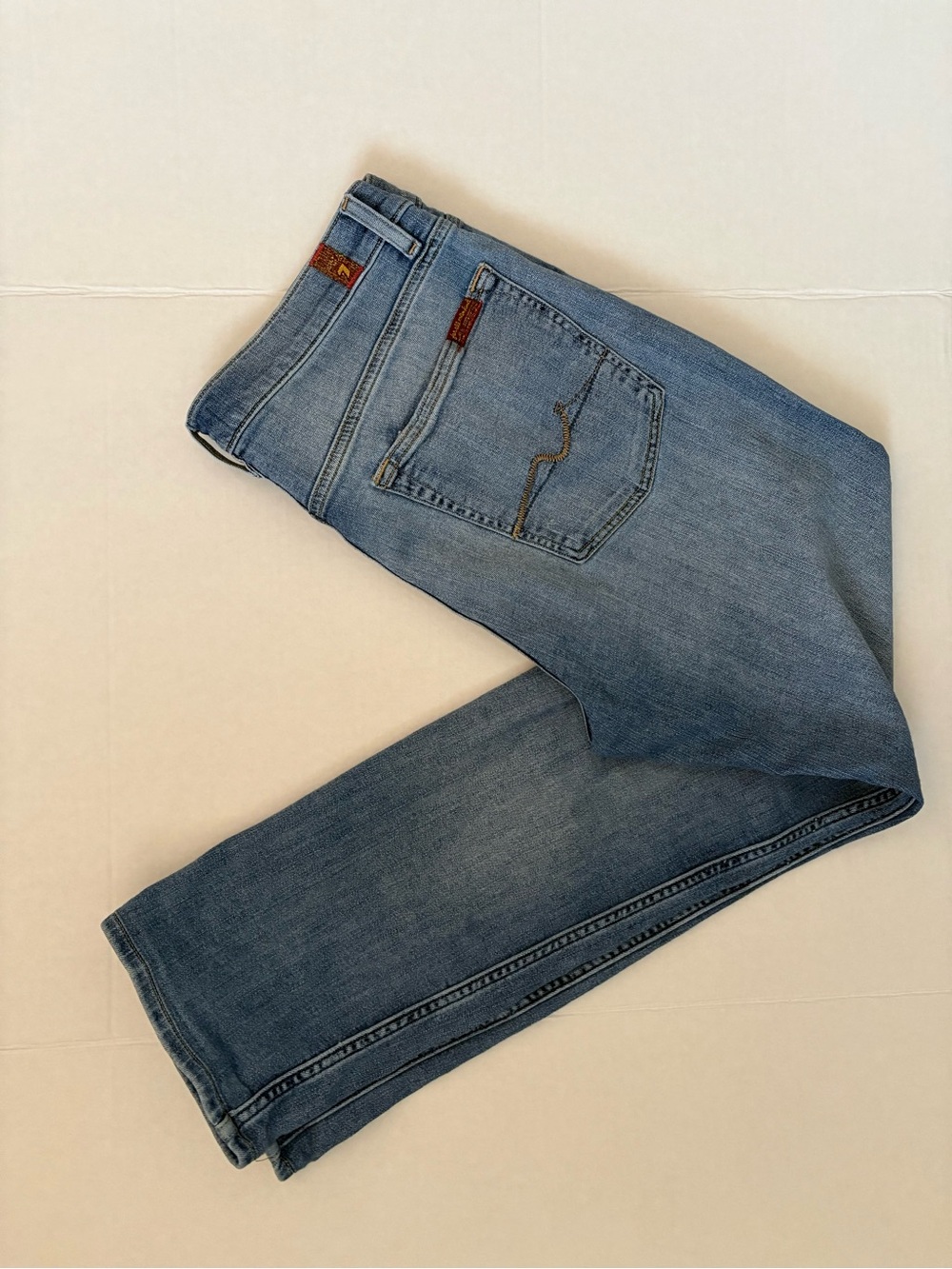 7 For All Mankind Slimmy Women Medium Blue Straight Leg Jeans Sz:33
